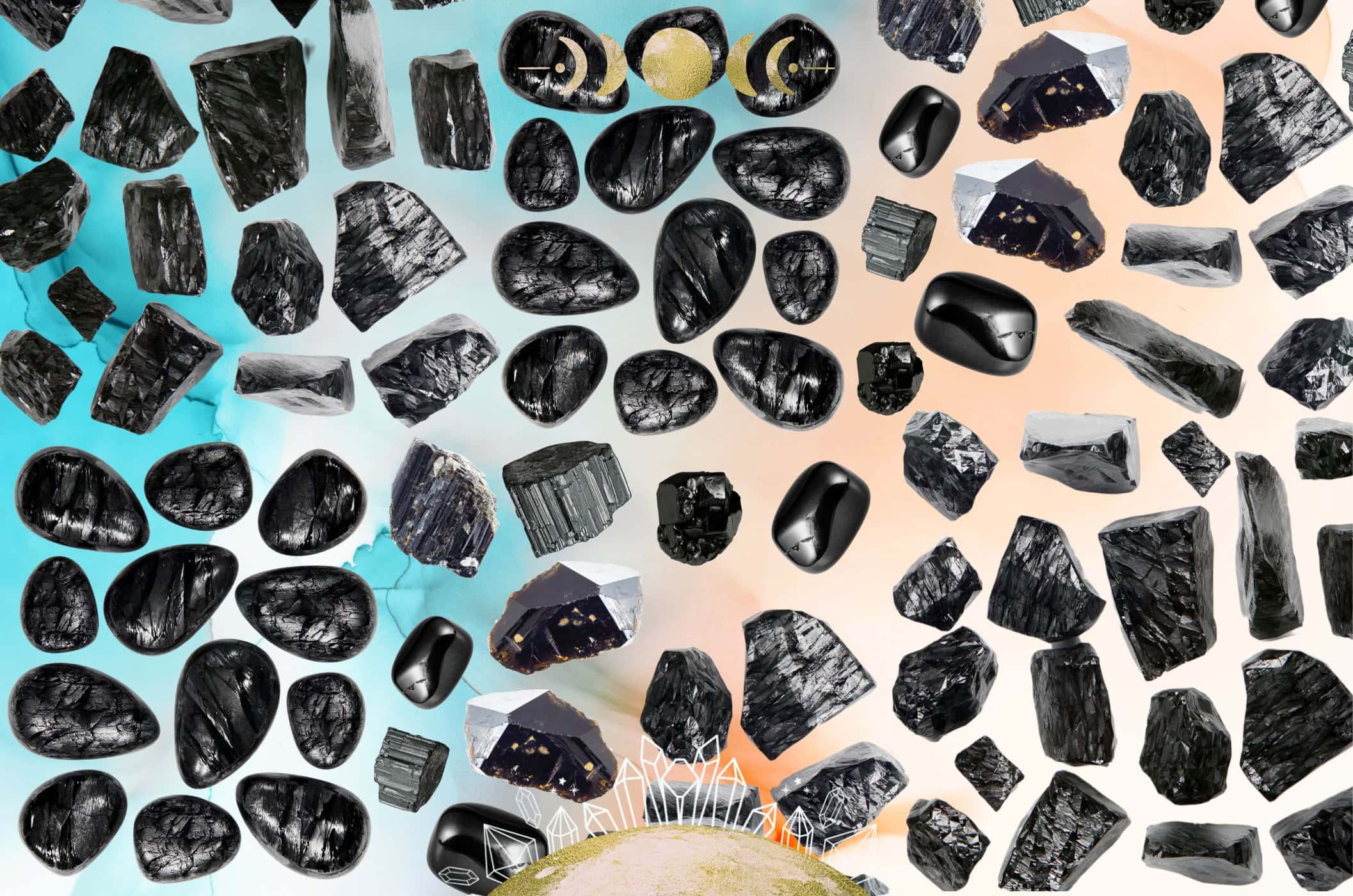 Black stones and crystals discount