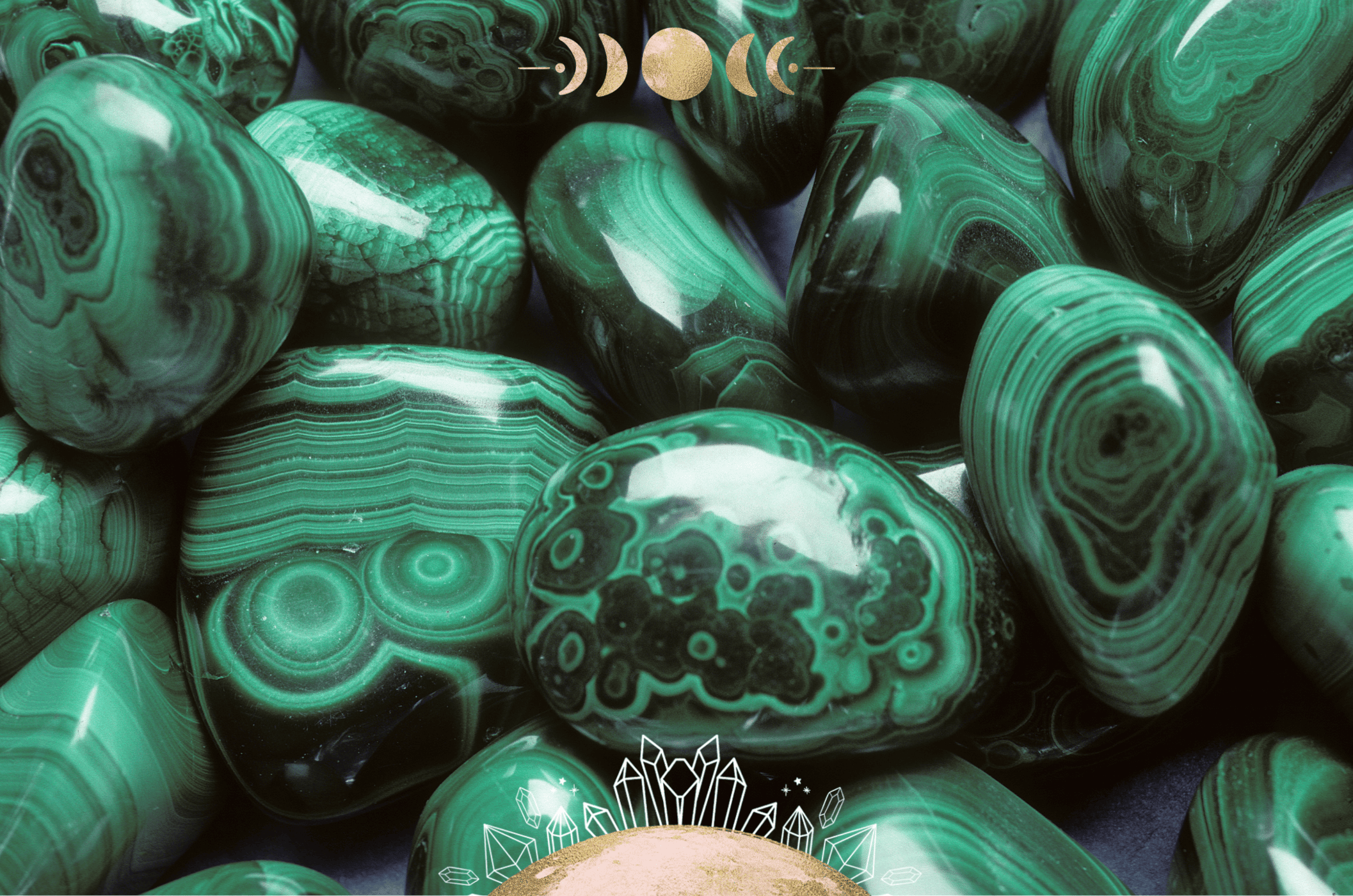 Healing Properties of Malachite: An image of green, tumbled Malachite stones