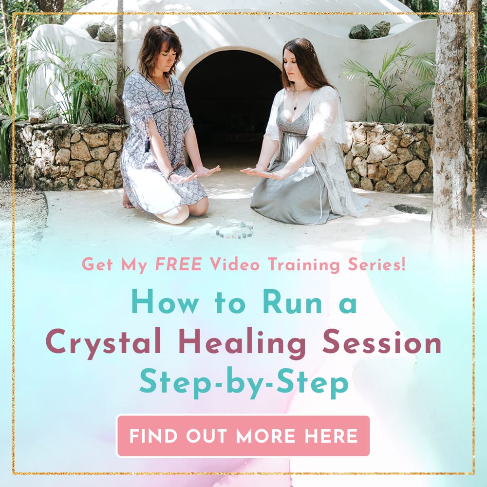 Graphic with "How to run a Crystal healing session"