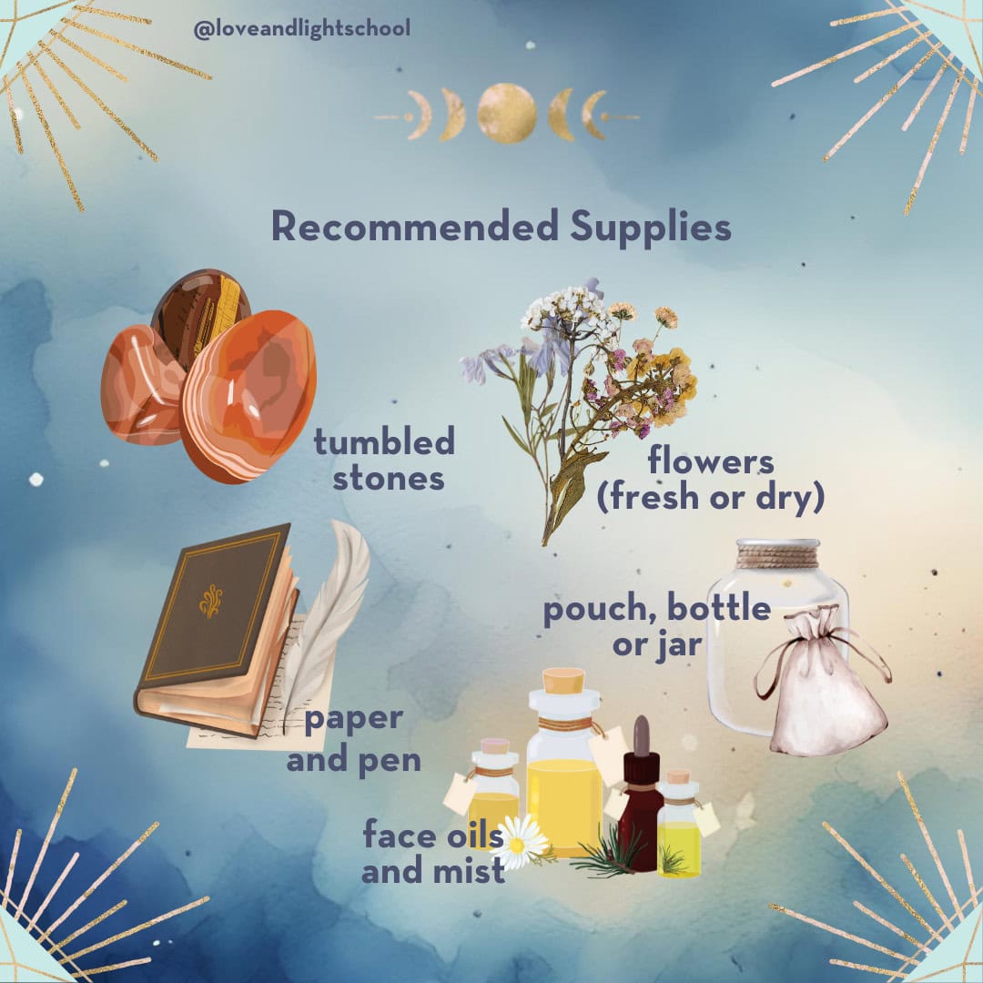 Crystal Ritual for the flower moon Part 2 - Supplies